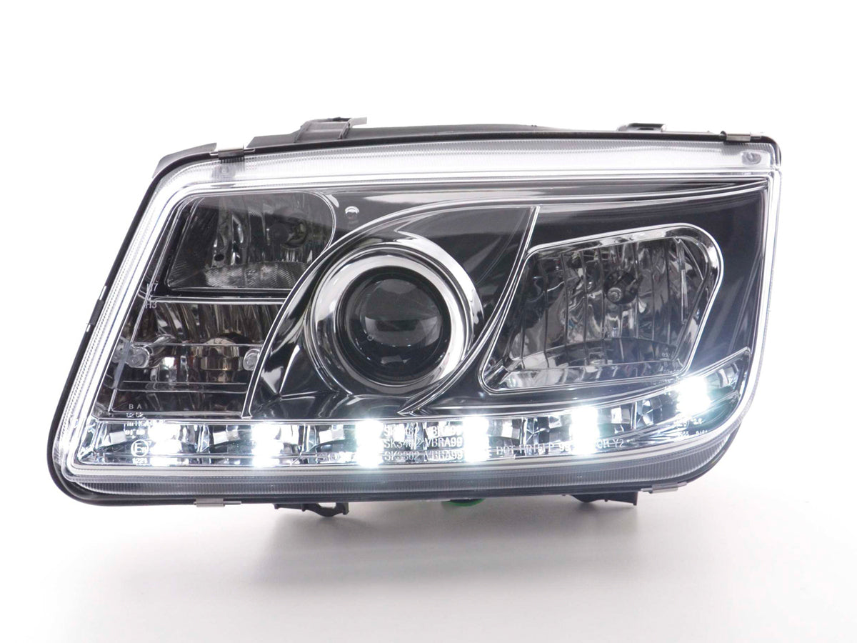 Scheinwerfer Set Daylight LED Tagfahrlicht VW Bora 98-05 chrom Scheinwerfer Set Daylight LED Tagfahrlicht VW Bora 98-05 chrom